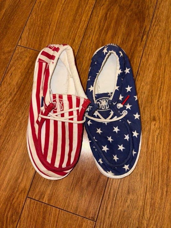 Hey Dude Other - Hey Dude Kids Americana Slip-Ons - Red & Blue Star and Stripe Print